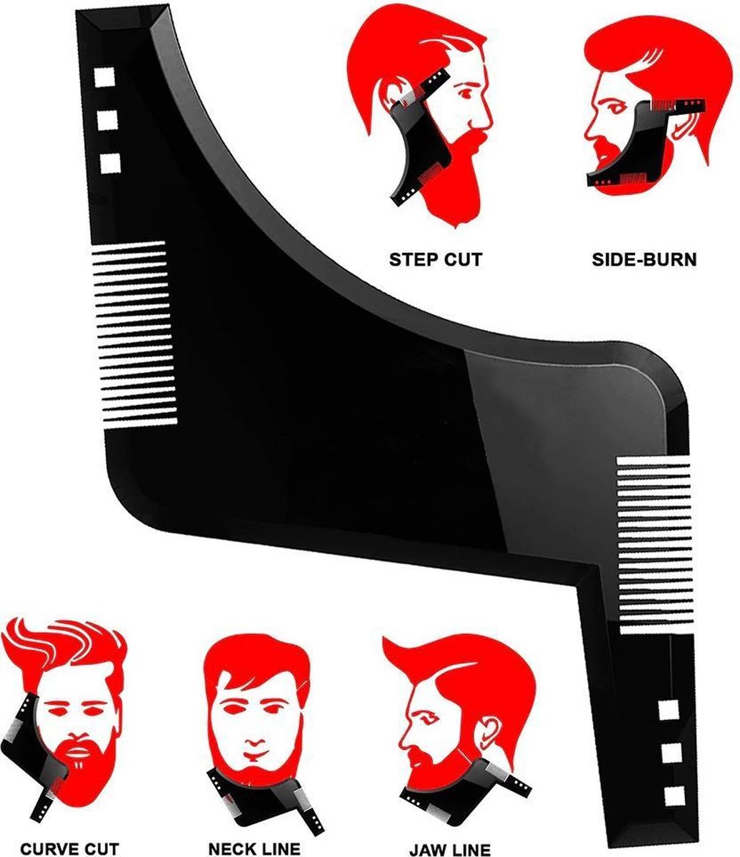 Baard styler | baard shaper | baardkam | scheerkam | 2 zijdig | zwart