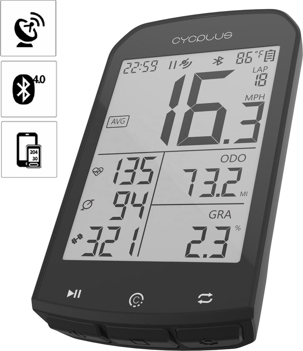 Cycplus GPS Fietscomputer | hoogtemeter | Horlogefunctie | Waterbestendig |  Hartslagfunctie | Caloriemeting | Temperatuur | Rondes - boveld beschermhoes