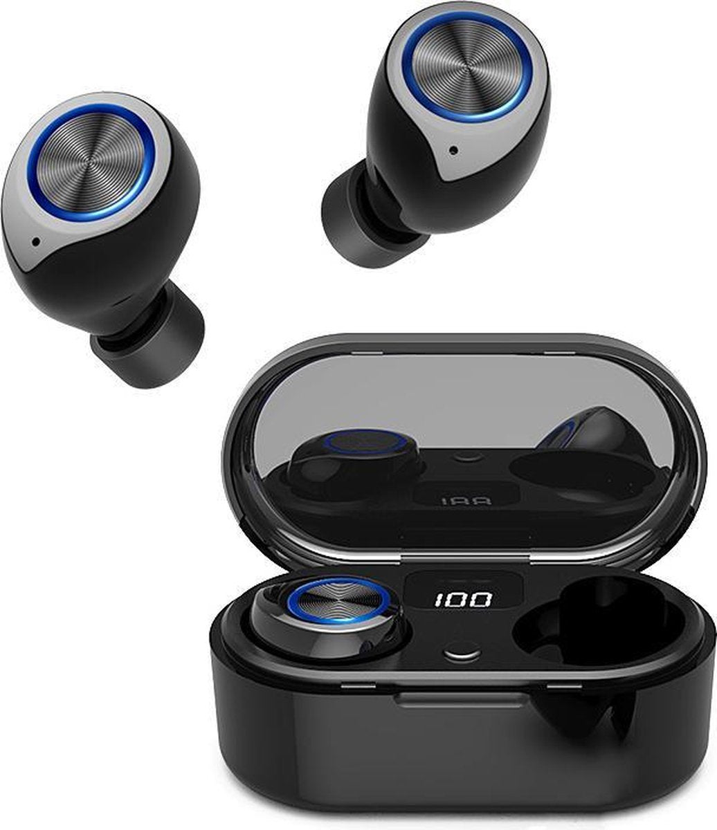 Adge - Volledig Draadloze Oordopjes Met Oplaadcase - Zwart  - Draadloze oordopjes - Bluetooth oortjes - Geschikt voor alle bluetooth apparaten - draadloos opladen - Apple iPhone en Android - X100