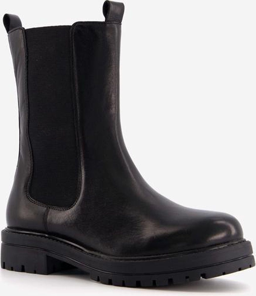Groot leren meisjes chealsea boots - Zwart - Maat 34
