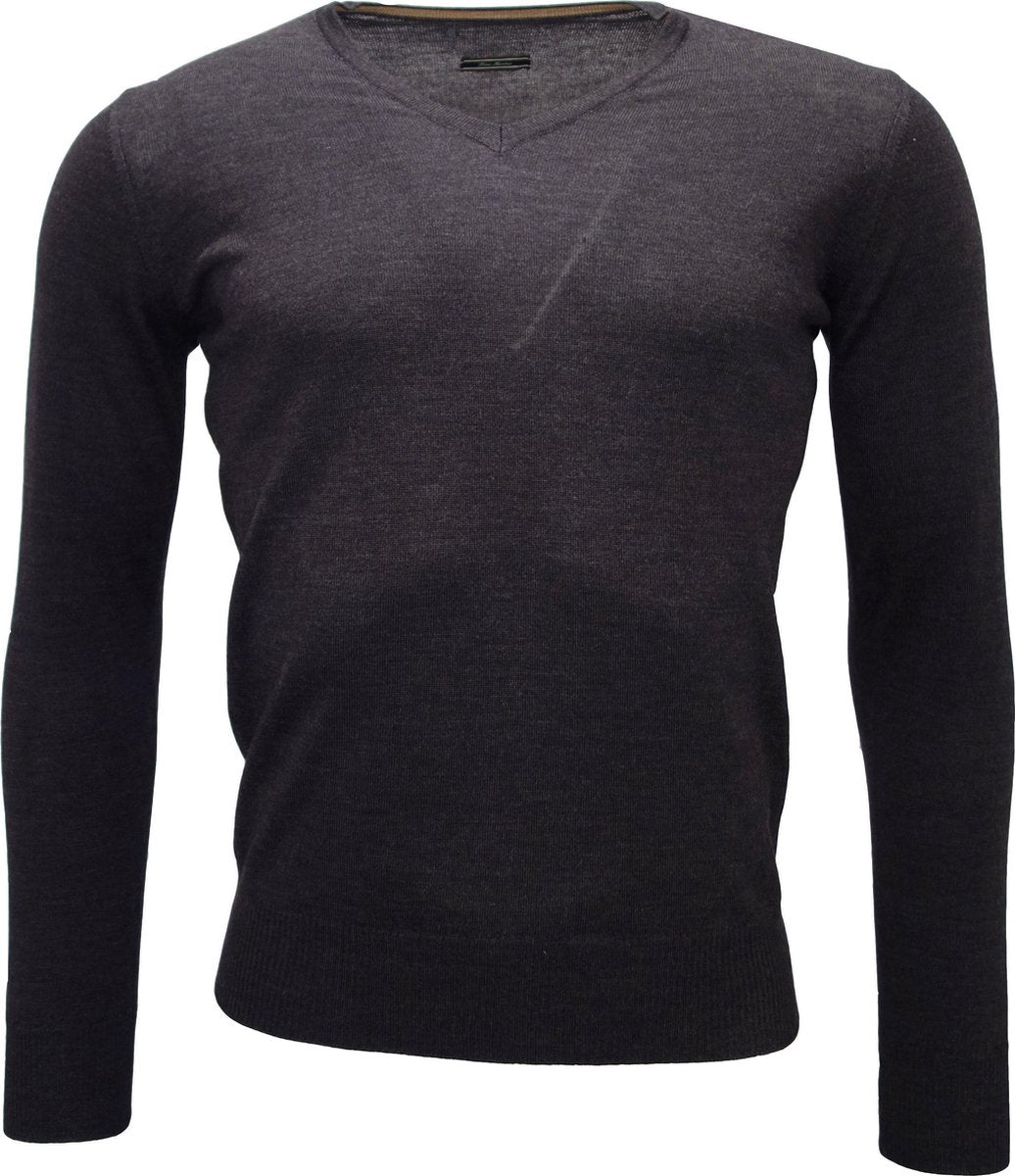 AP get Updated mannen V-hals Merino wol Trui donker grijs melange maat M