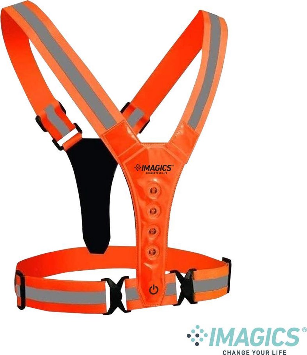 IMAGICS® Reflecterend Hardloopvest Met LED Verlichting | Verlichting Voor Hardlopen Of Wandelen | Safety Vest | Oranje