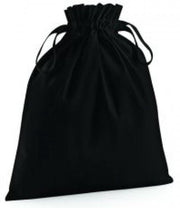 Organic Cotton Draw Cord Bag Maat S (Zwart)