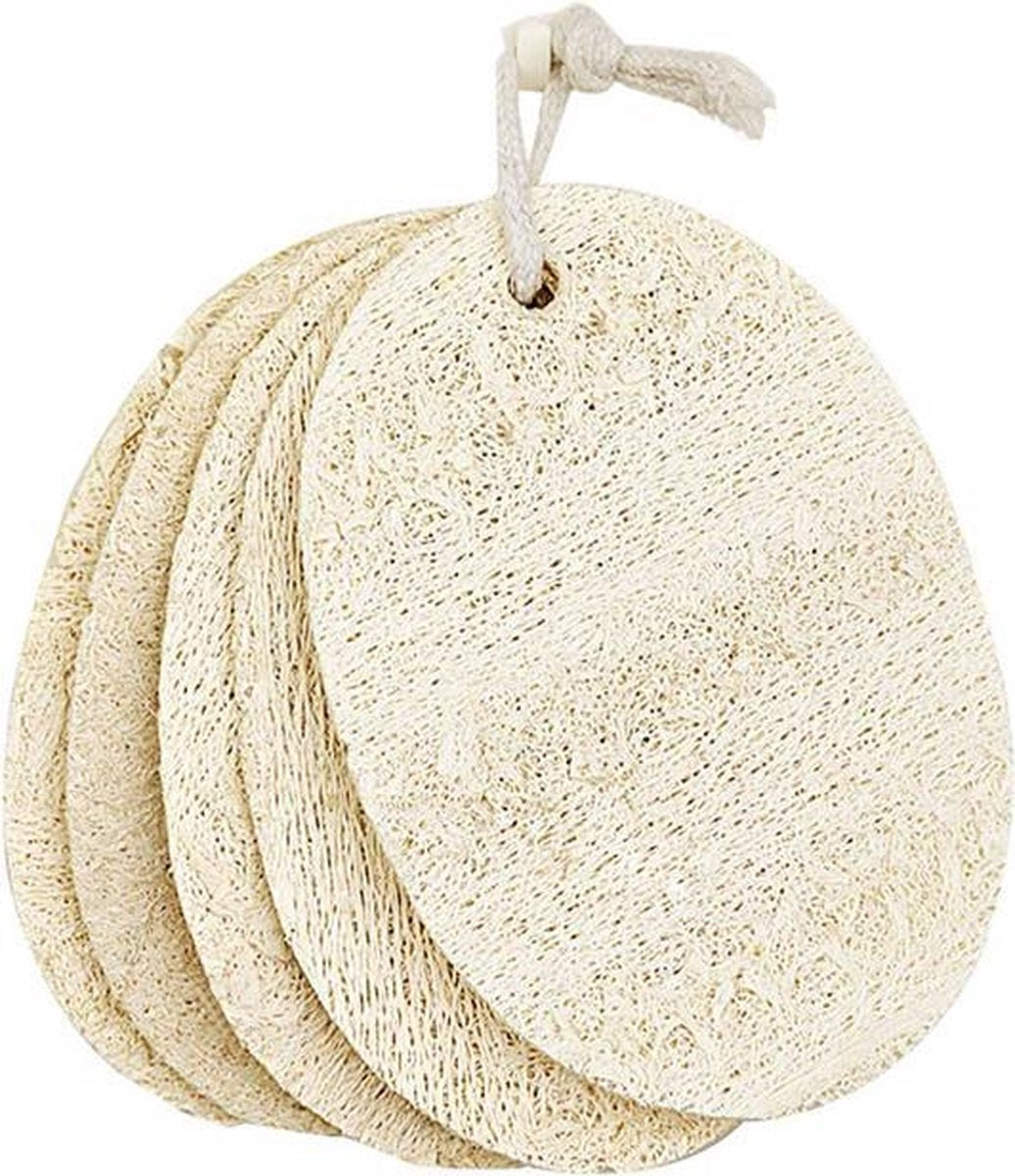 WiseGoods Luxe Loofah Spons - Milde Scrub - Natuurlijke Badspons - Zero Waste - Afwasspons - Biologisch Afbreekbaar - 3 Stuks