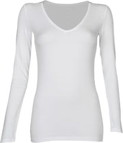 Dames T-shirt V-Neck LS- Wit  - CLAESEN'S