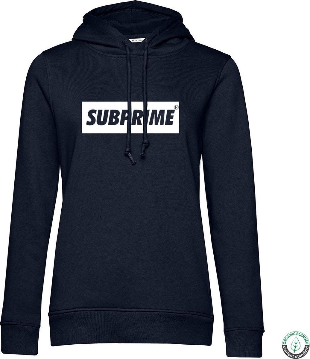 Subprime - Dames Hoodies Hoodie Block Navy - Blauw - Maat M