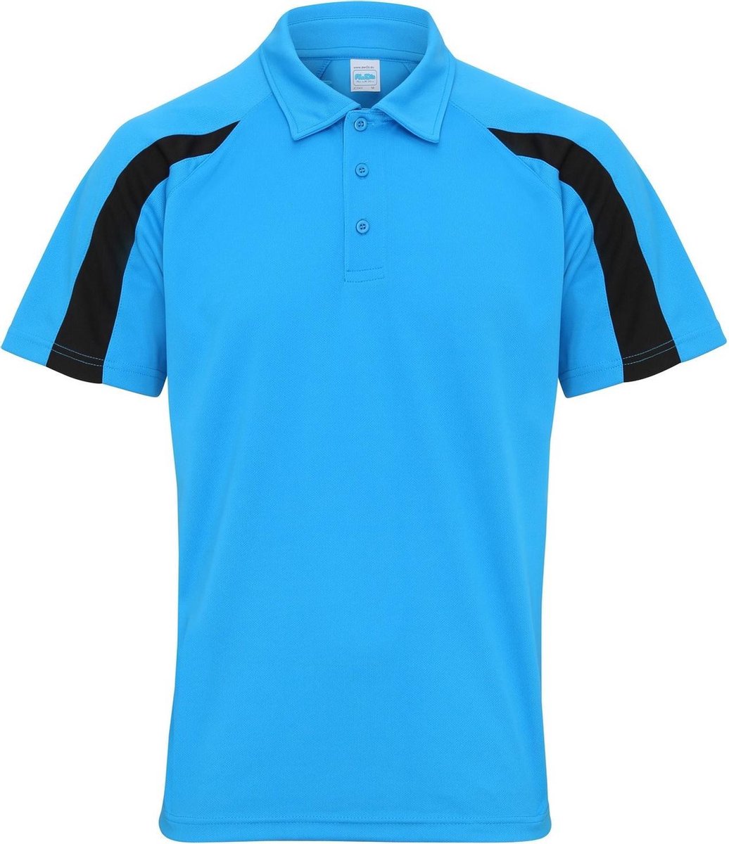 Awdis Gewoon Cool Mens Korte Mouw Contrast Paneel Poloshirt (Saffierblauw/jetzwart)