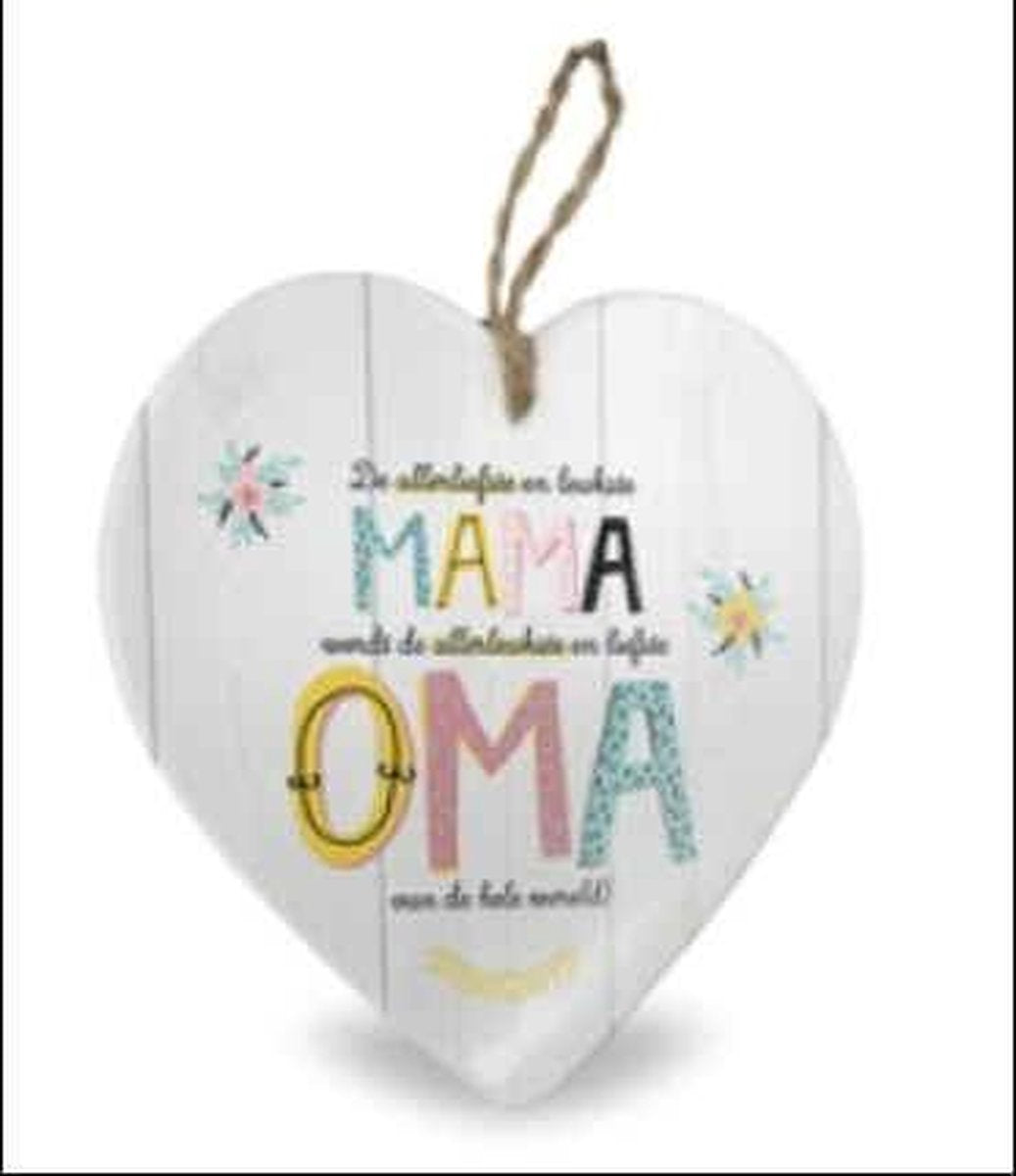 Baby - Geboortecadeau - Stenen Hartje met tekst -De allerliefste Mama wordt de allerleukste en liefste Oma van de hele wereld - In cadeauverpakking met gekleurd lint