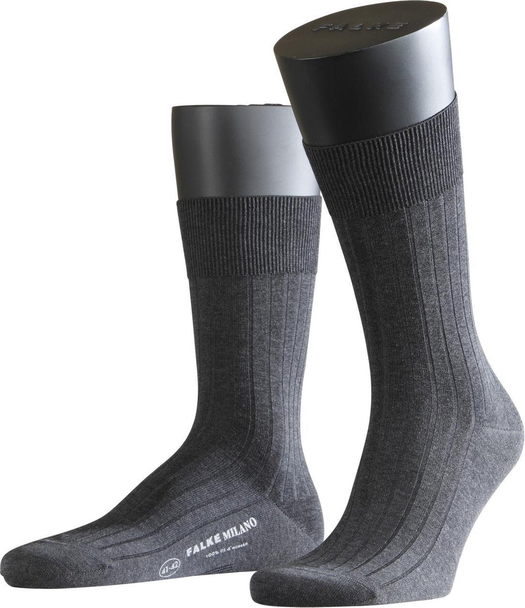 FALKE Milano Fil D'Ecosse Herensok 14683 - Grijs 3190 anthracite mel. Heren - 41-42