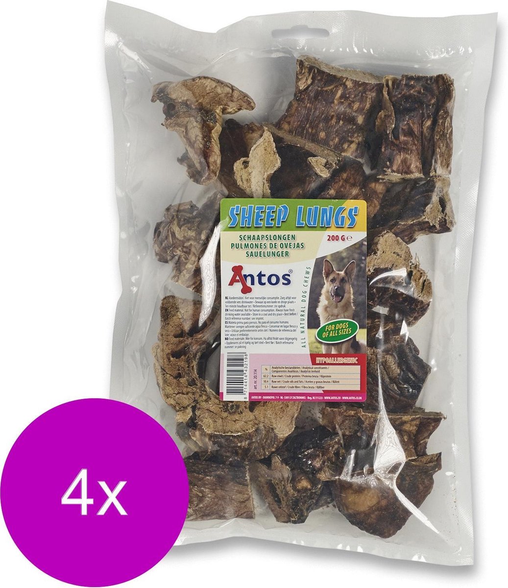 Antos Schaapslongen - Hondensnacks - 4 x Schaap 200 g
