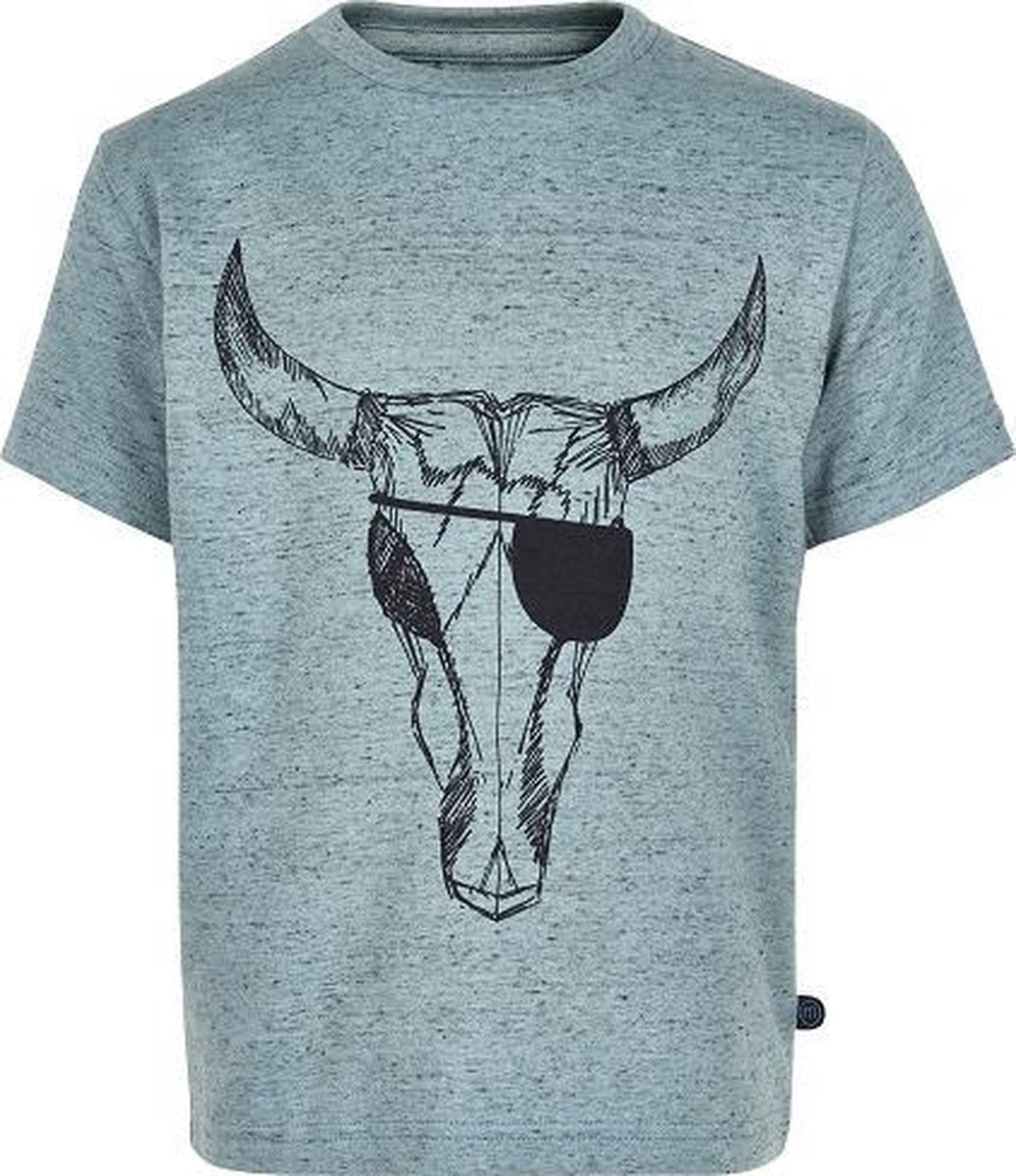 Minymo - jongens T-shirt - schedelprint - grijs - Maat 128