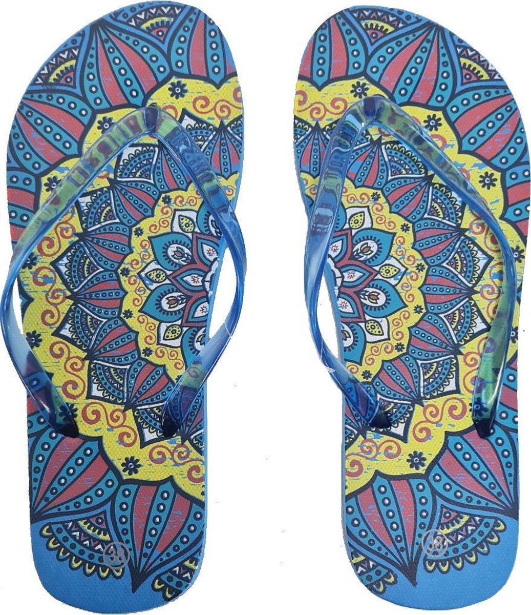 Sorprese – slippers – mandala blauw – maat 36 – slippers dames – teenslippers - badslippers