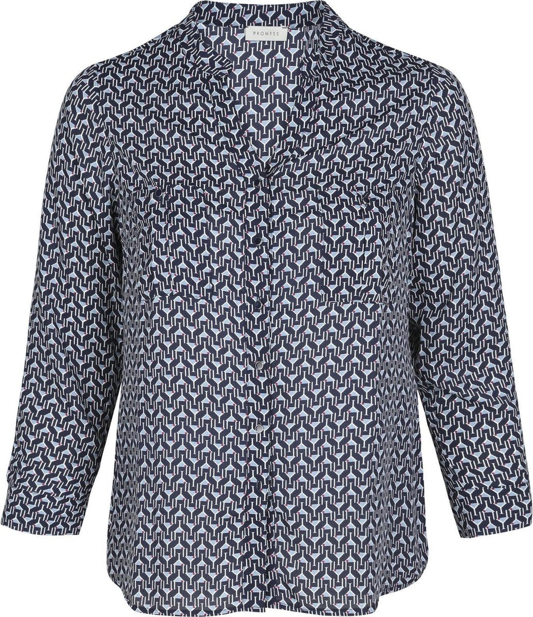 Promiss - Blouse met geometrische print - Blauw