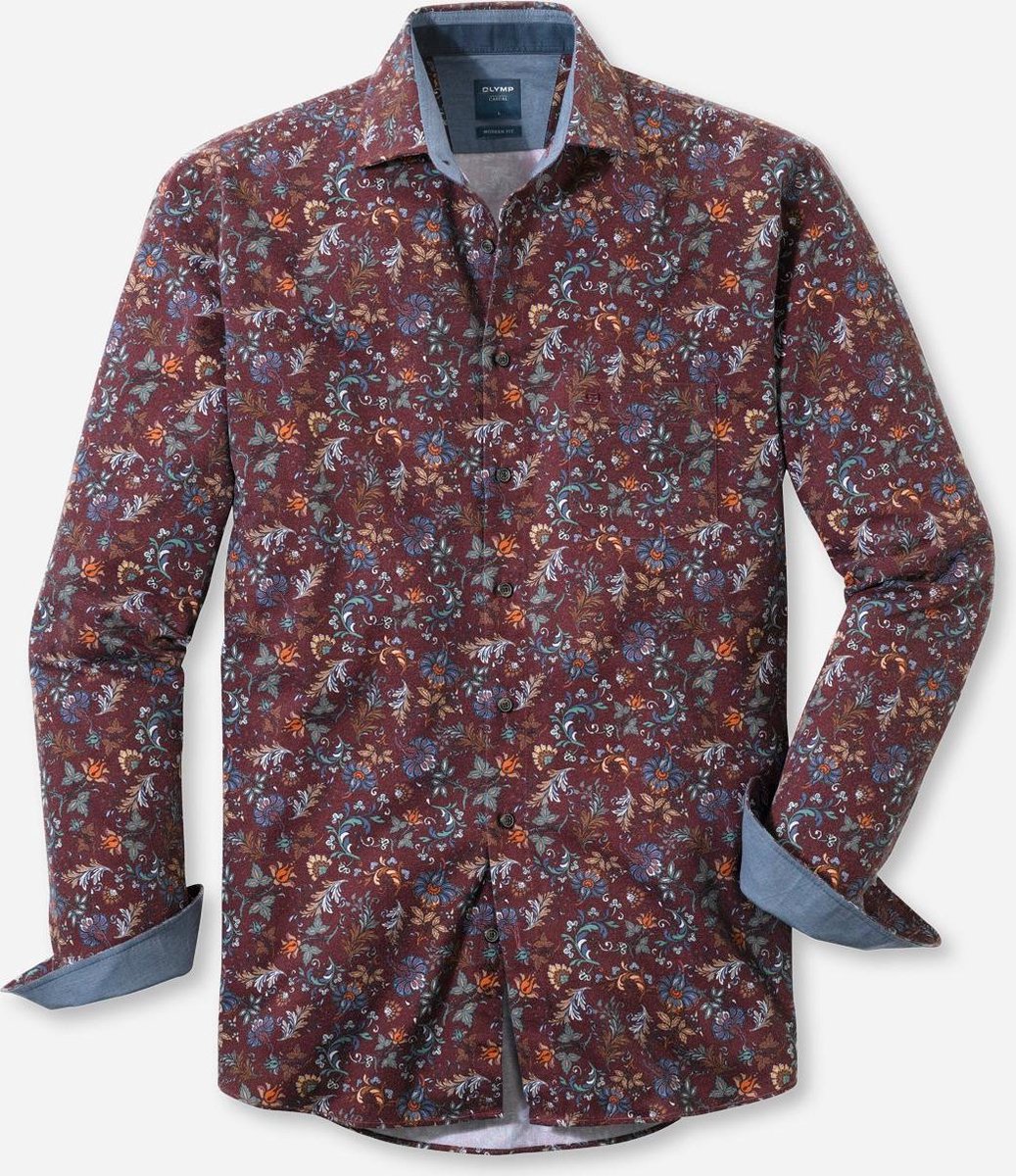 OLYMP Casual modern fit print rood