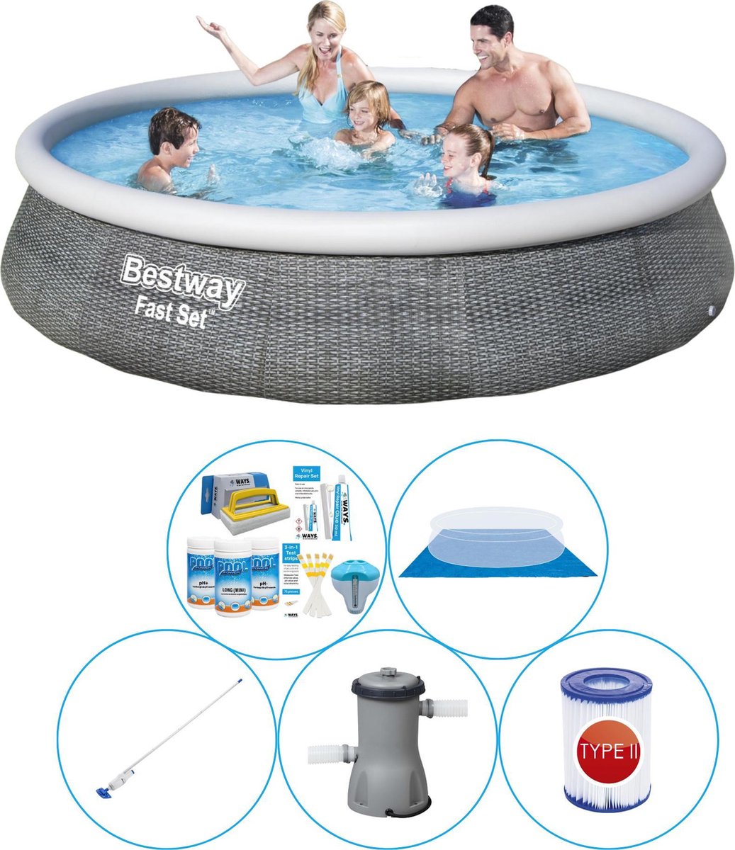 Bestway Fast Set Rattan Rond 396x84 cm - 6-delig - Zwembad Super Deal