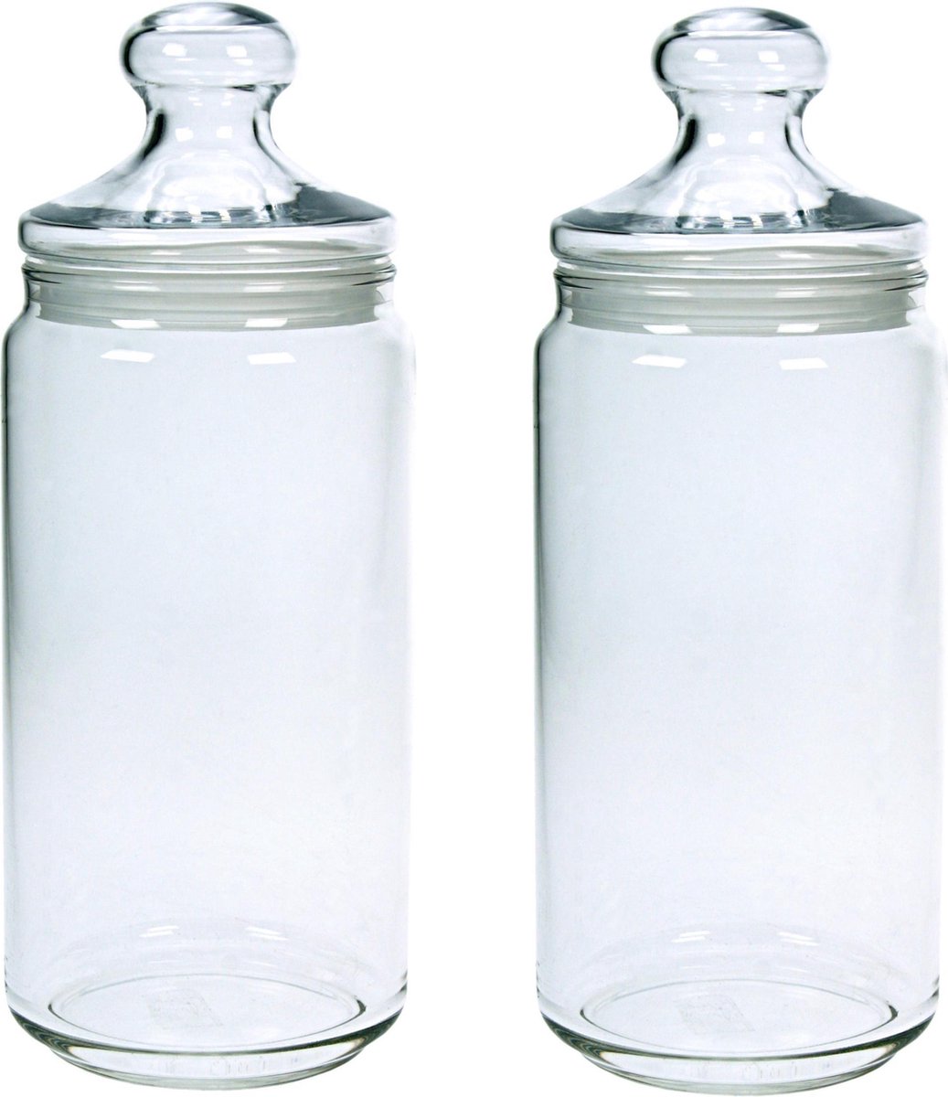 Set van 3x stuks voorraadpotten/bewaarpotten 1500 ml glas met glazen deksel? - Voorraadbussen