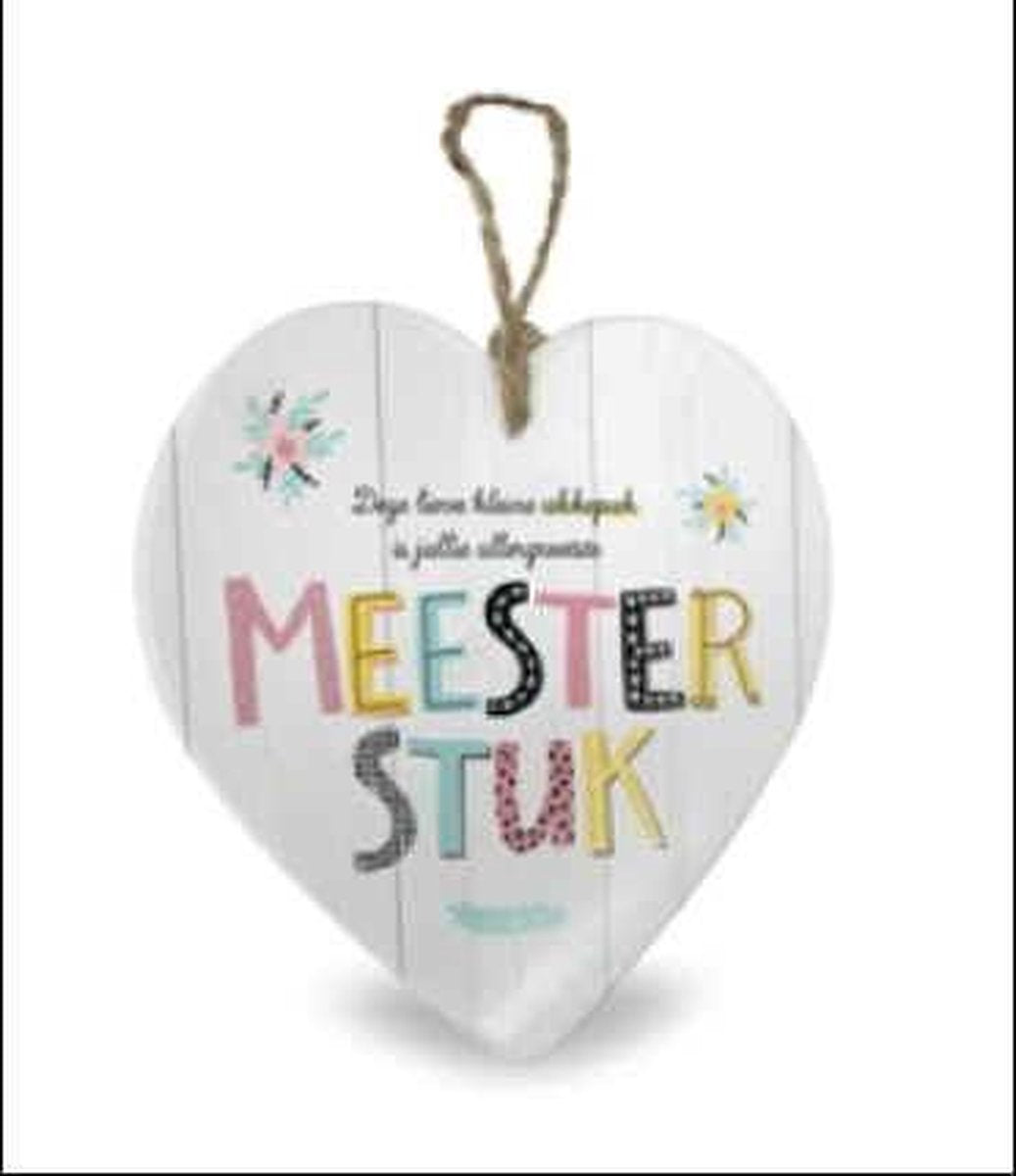Baby - Geboortecadeau - Stenen Hartje met tekst -Deze lieve kleine ukkepuk is jullie allergrootste Meesterstuk - In cadeauverpakking met gekleurd lint
