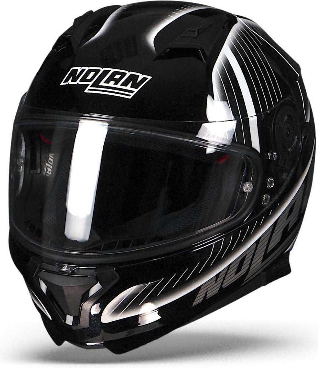 Nolan N87 Harp N-Com 020 Metal Zwart Wit Systeemhelm - Motorhelm - Maat XXL