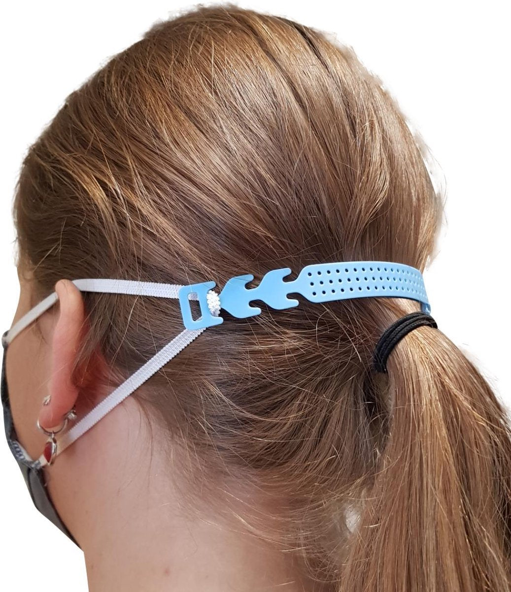Pulver® Blauw | Mondkapje wasbaar houder | Voorkomt irritatie en pijn | Achter op het hoofd | Houdt uw mondkapje | mondmasker strak | Meer bescherming | Persoonlijke bescherming middelen | Earbuddies | Earsavers | Earsaver | Mondmasker