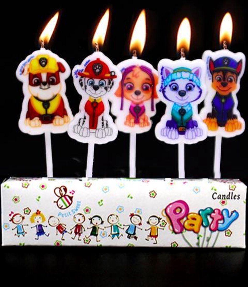 ProductGoods - 5 Verjaardagskaarsjes Paw Patrol | PawPatrol | Verjaardag | Traktatie | Taart Decoratie | Kinderen | Vuurwerk taartversiering