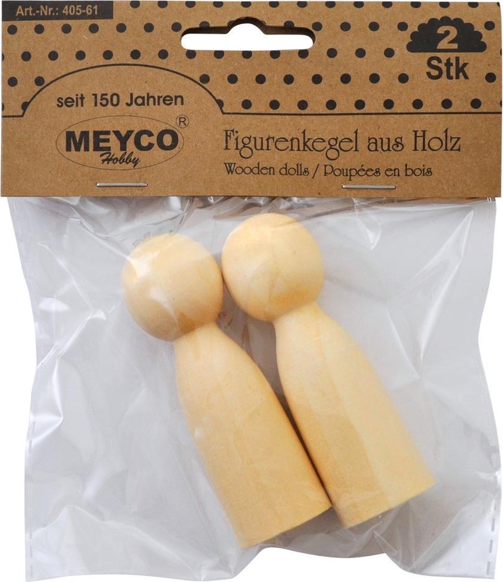 Houten Kegelfiguren 2 stuks 7 cm