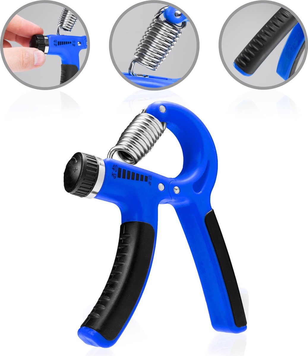 #DoYourFitness® - Verstelbare / Instelbare handtrainer »Siro« - Pols / onderarm training - knijphalter / handknijper - ter versterkingen van handspieren - blauw