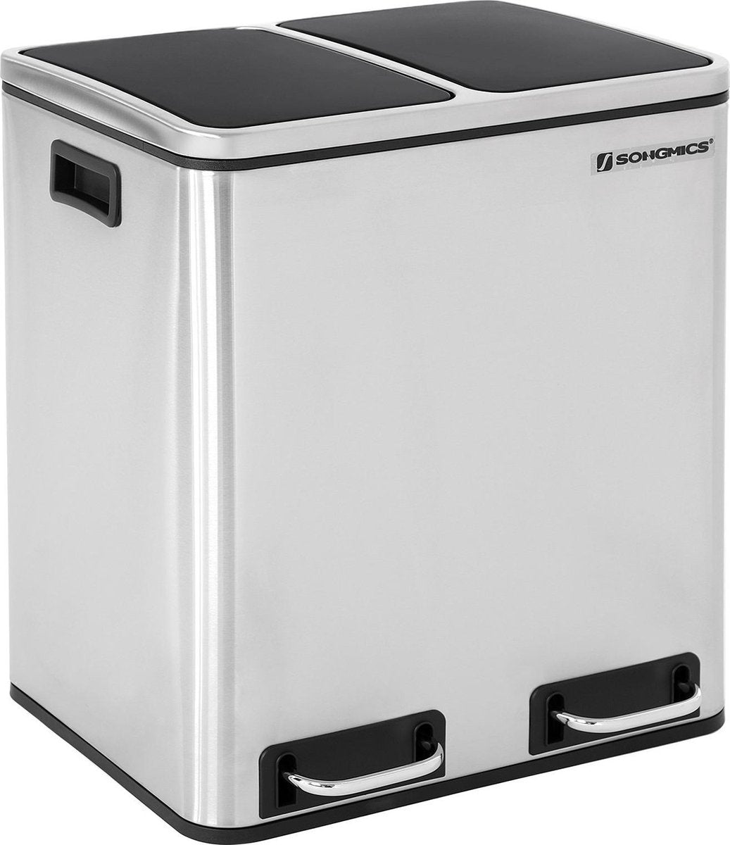 Nancy's Prullenbak 30L - Pedaalemmer - Roestvrij Staal - Afvalscheidingssysteem - 2 x 15 liter
