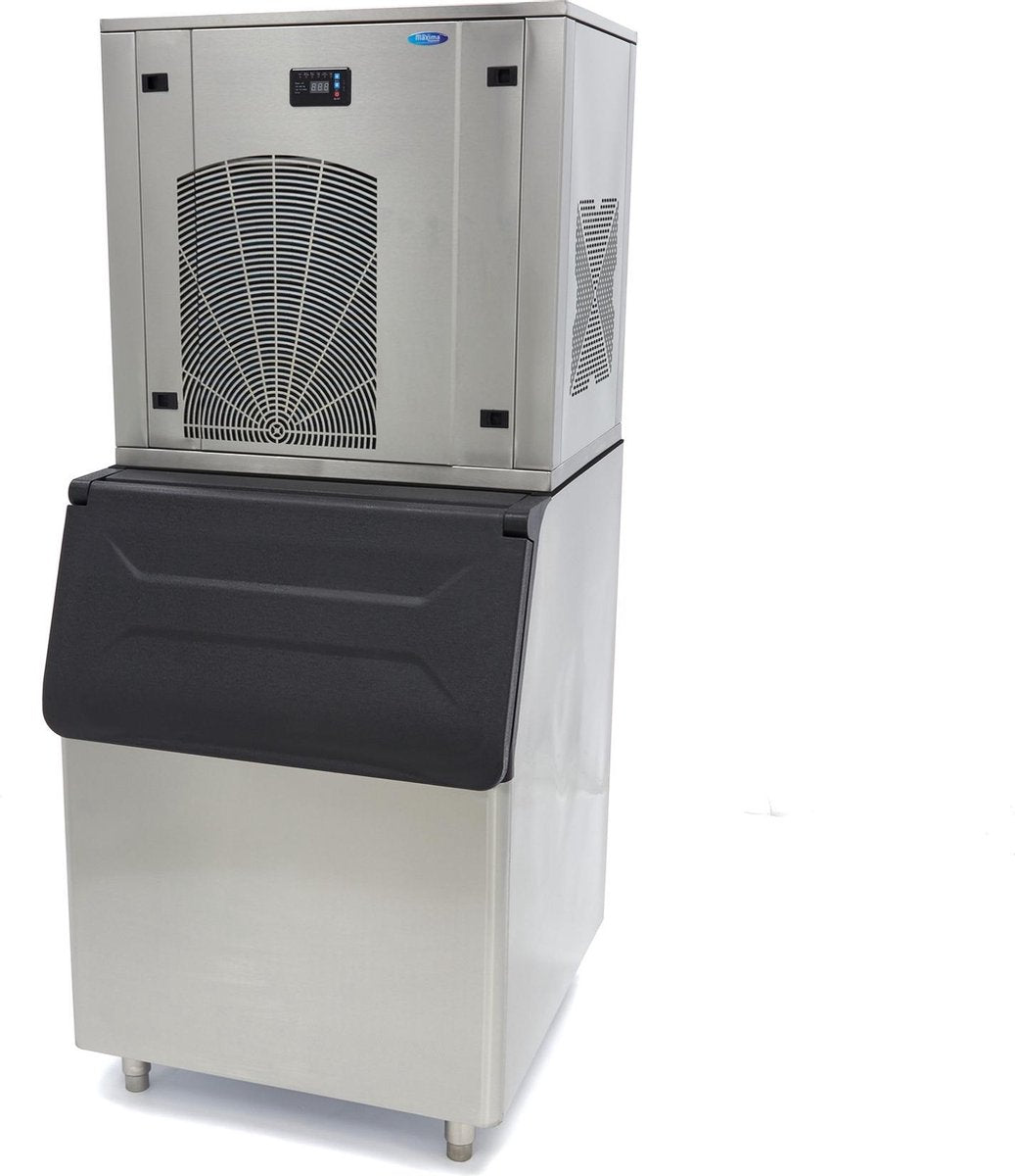Crushed Ice Machine - 400 kg per 24 uur - 200 kg opslag - RVS - met Waterklep - Luchtgekoeld - Horeca Schilferijsmachine - Schaafijs - Maxima