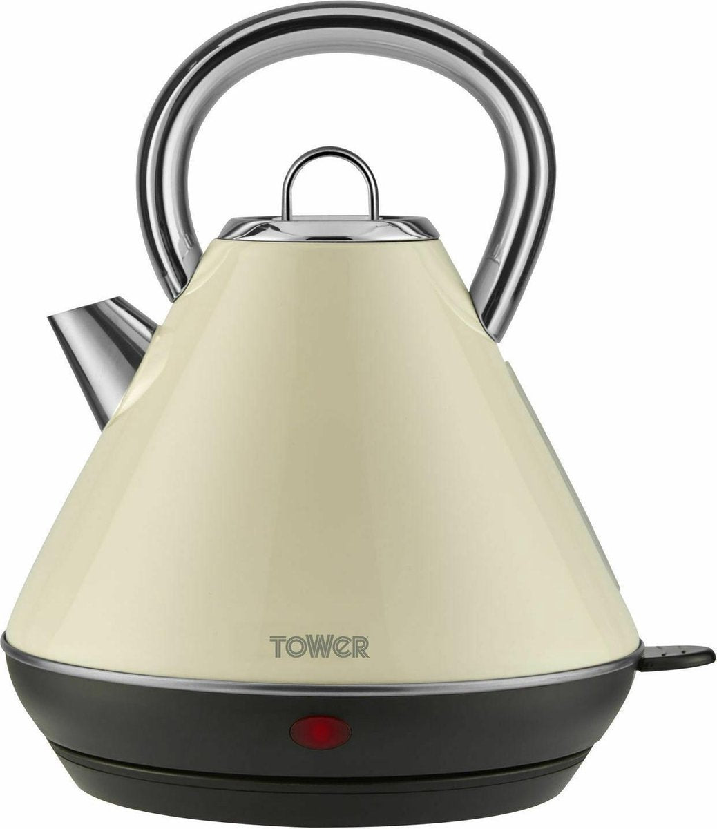 Tower Infinity waterkoker met droogkookbeveiliging | 300W | 1.8L | Verwijderbaar wasbaar filter | Roestvrij staal | crème