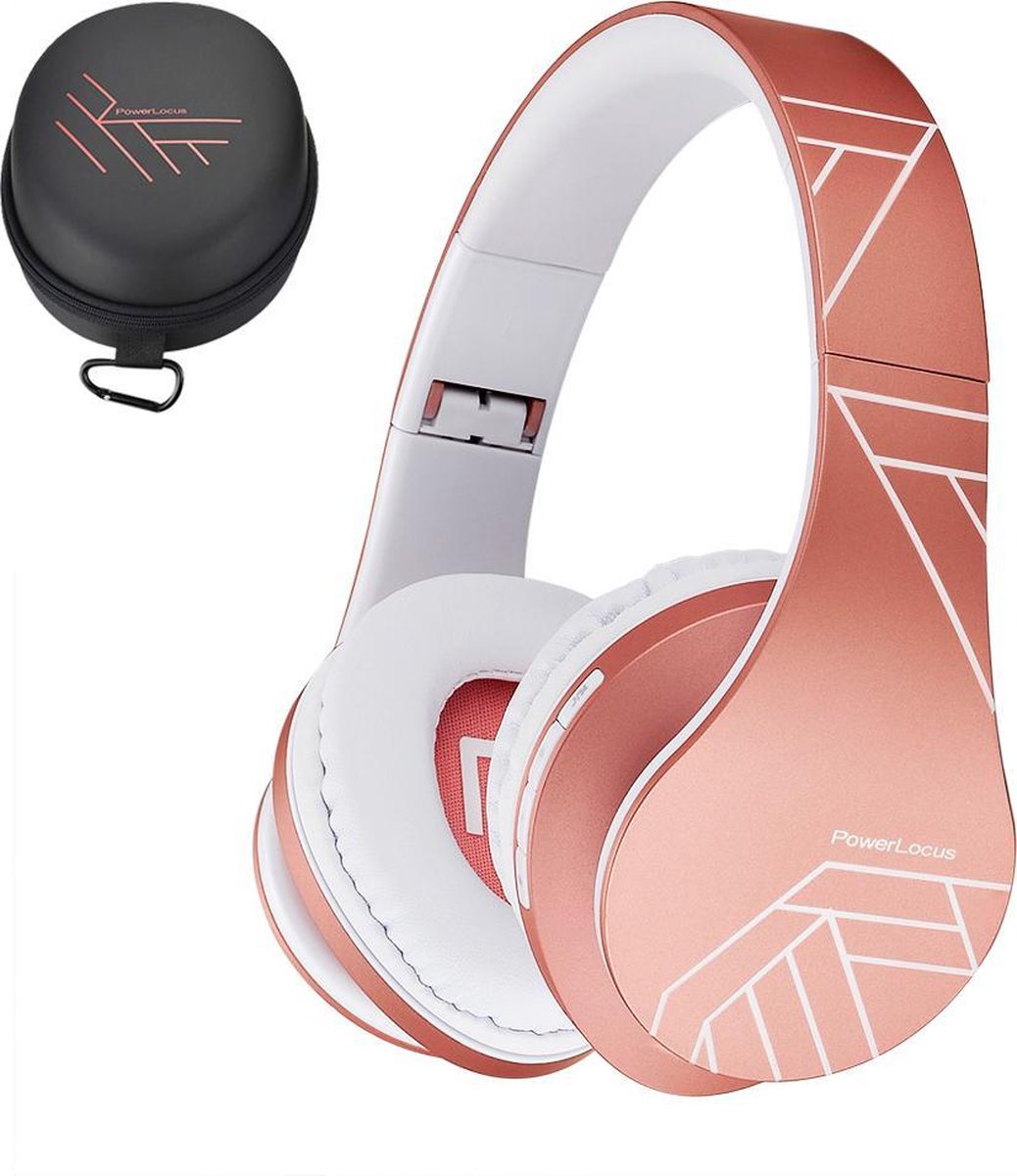 PowerLocus P2 draadloze Over-Ear Koptelefoon Inklapbaar - Bluetooth Hoofdtelefoon - Met microfoon - Rose Gold