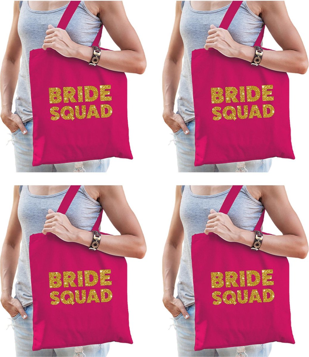 8x Bride To Be vrijgezellenfeest tasje roze goud dikke letters/ goodiebag dames - Accessoires vrijgezellen party vrouw