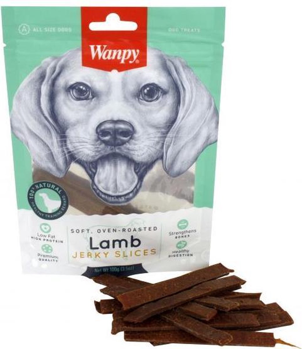 100 gr Wanpy soft oven-roasted lamb jerky slices