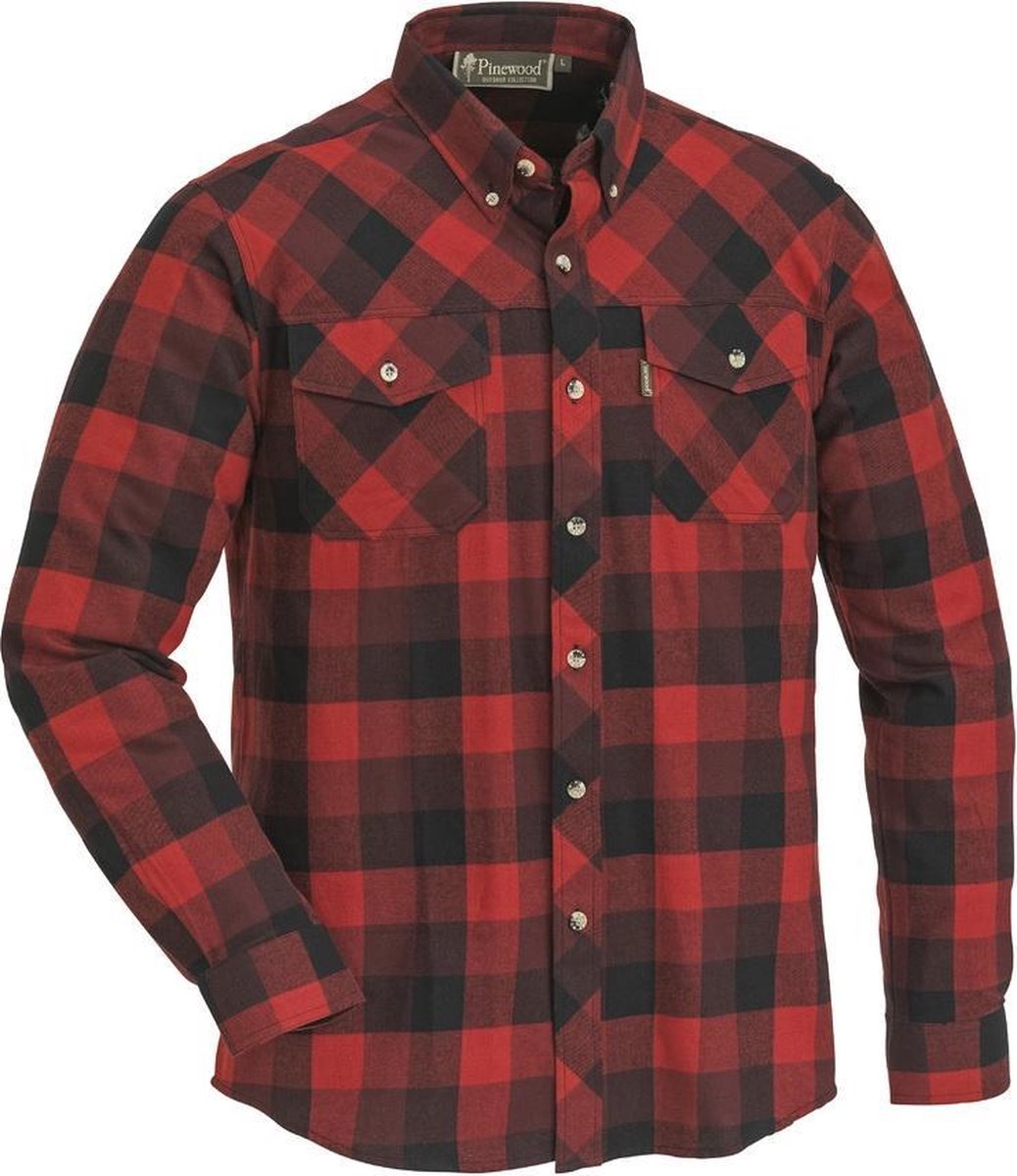 Pinewood Lumbo - Shirt - Rood/Zwart - Flanellen Shirt - 100% Katoen