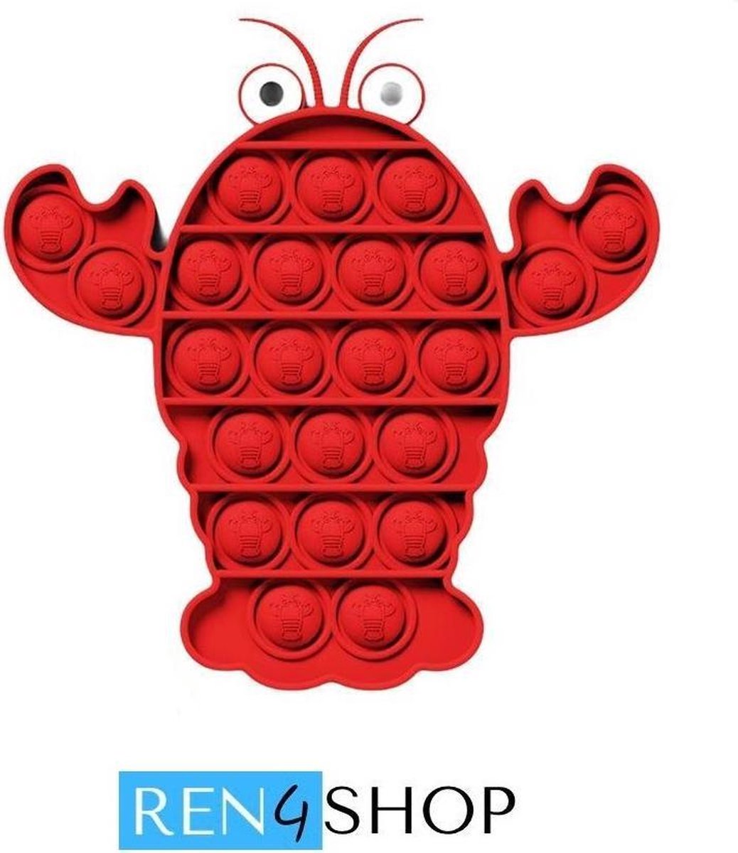 Ren4Shop© Fidget Toys Pop It - Kreeft - rood - Stress verlagend - Gezien op TikTok!
