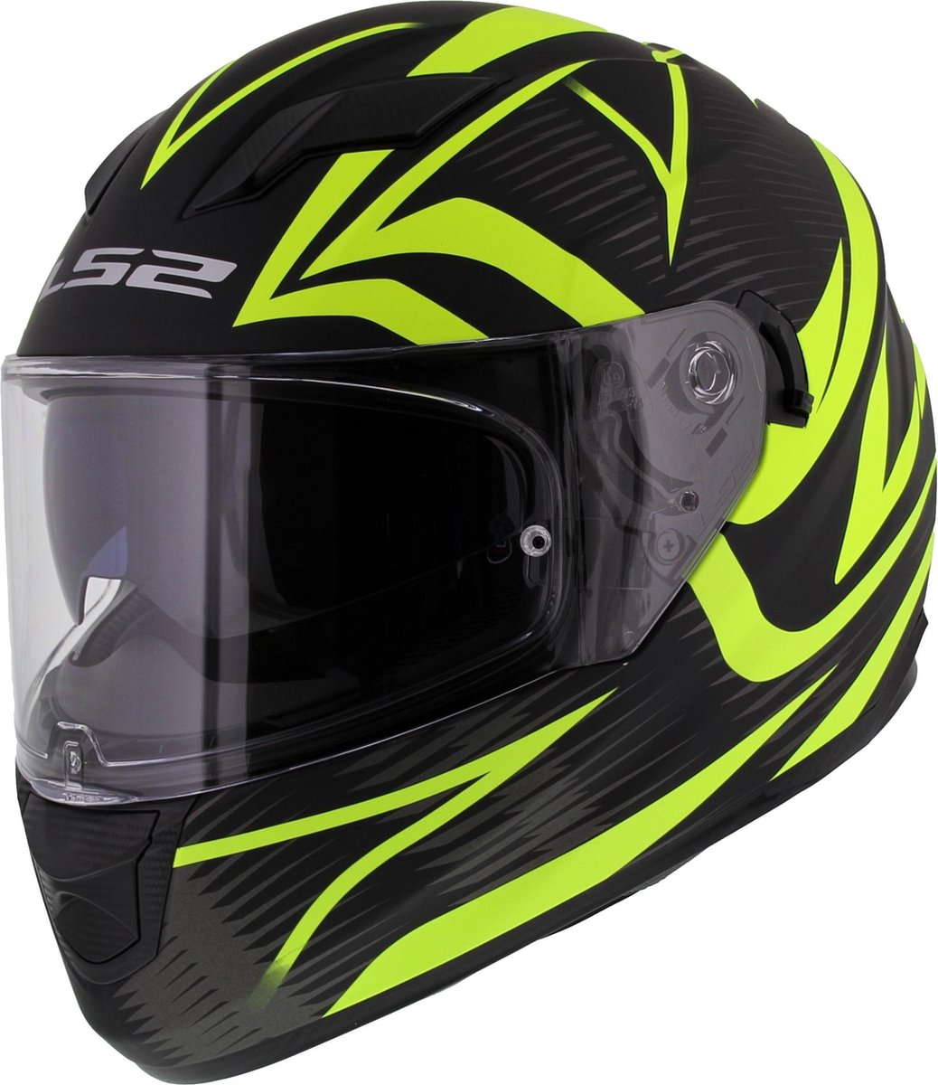 LS2 FF320 EVO Jink mat zwart hi-vision geel S Motorhelm Scooterhelm