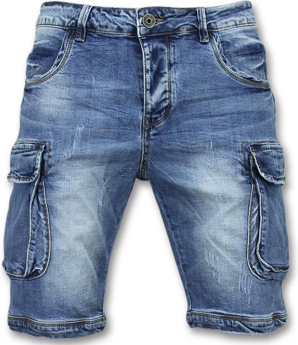 Enos Korte Spijkerbroek Mannen - Shorts Heren Spijker - J981 - Blauw - Maten: 28