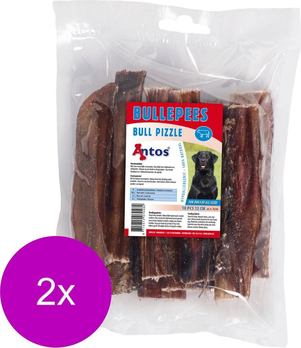 Antos Bullepees 12 cm - Hondensnacks - 2 x 10 stuks
