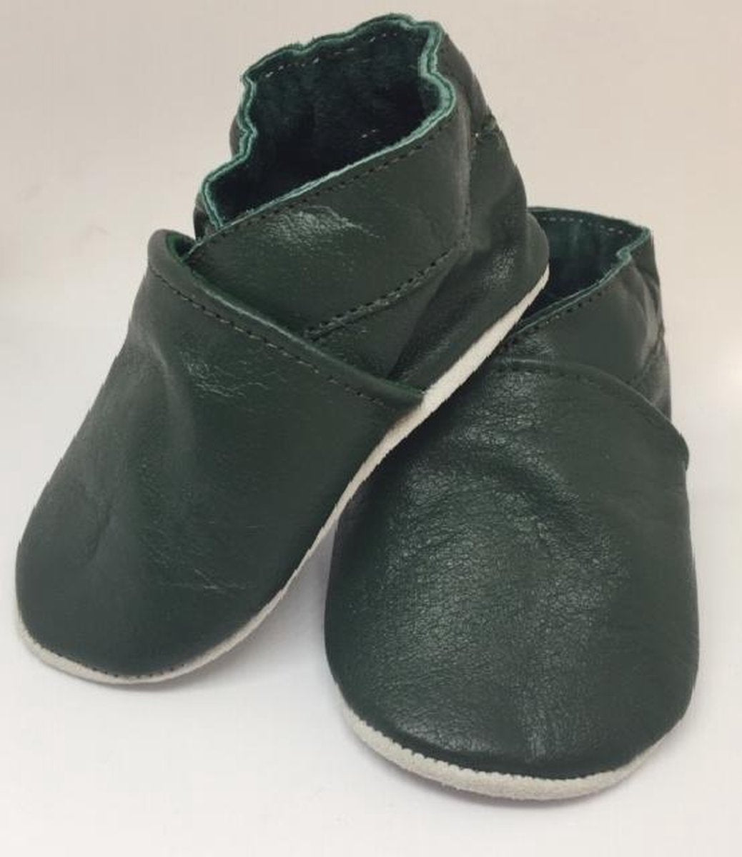 Leren baby sloffen – groen maat m