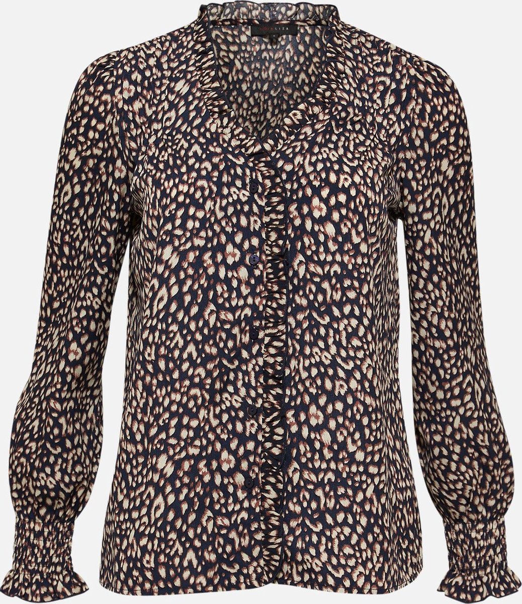 Blouse met luipaard print - Marine Blauw