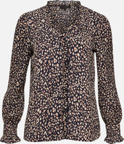 Blouse met luipaard print - Marine Blauw