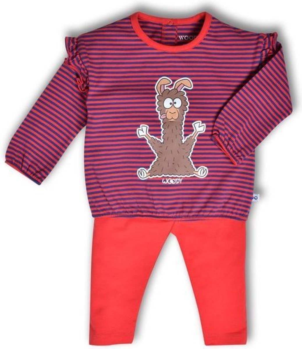 Meisjes pyjama rood-donkerblauw
