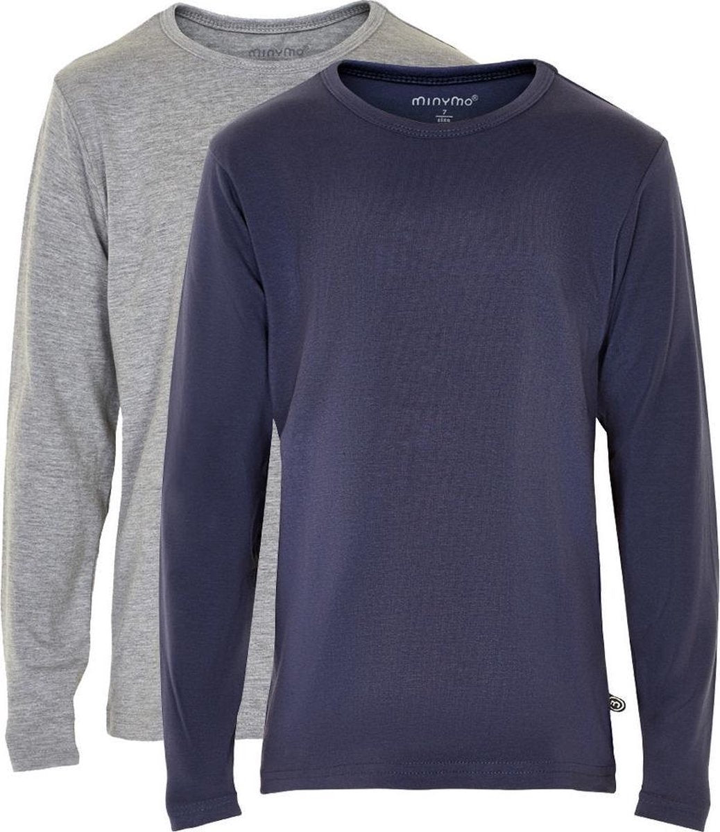 Minymo T-shirt Jongens Katoen Navy/grijs 2 Stuks Maat 104