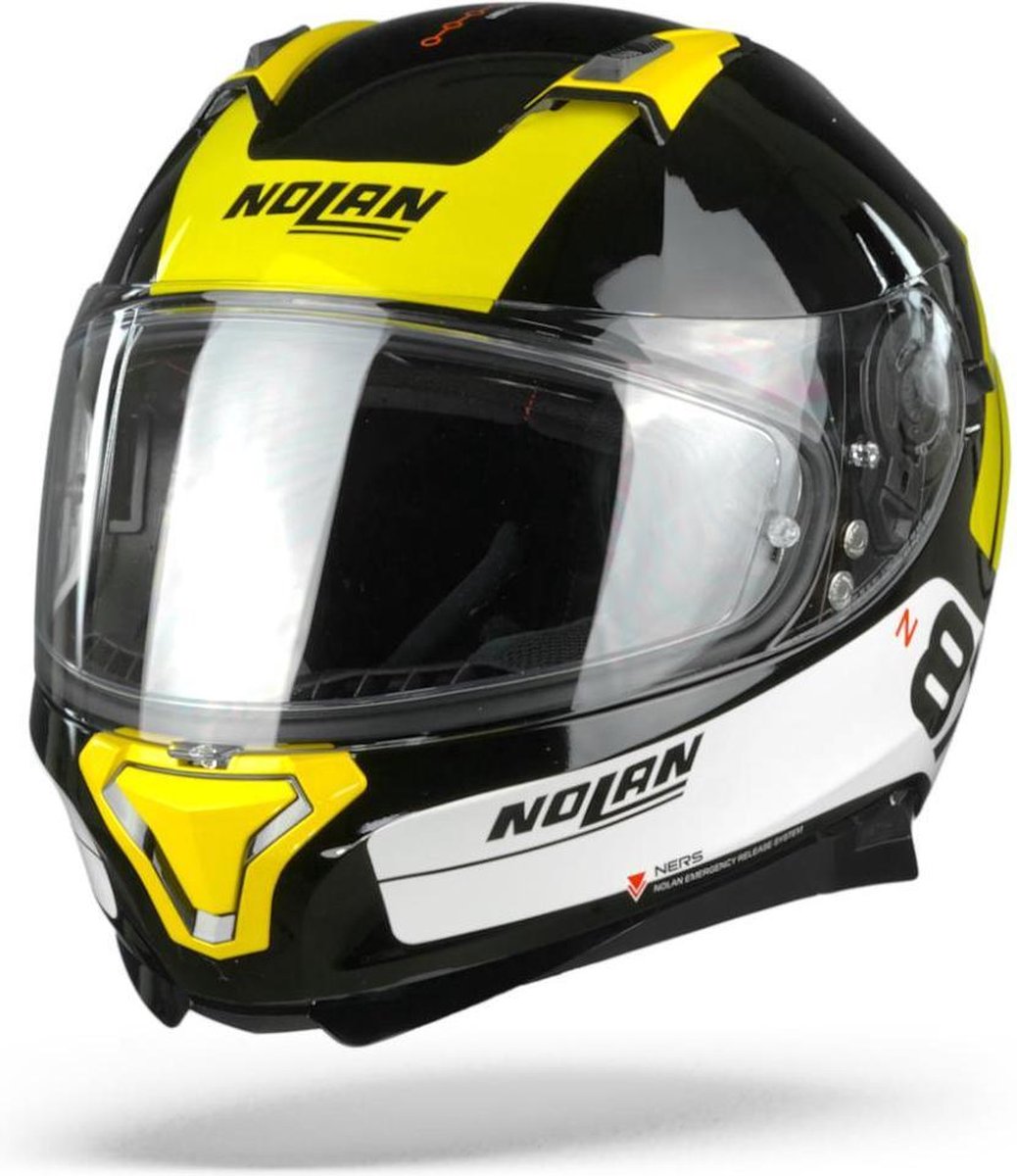 Nolan N87 Plus Distinctive 27 Glossy Black Yellow White Integraalhelm - Motorhelm - Maat XXL