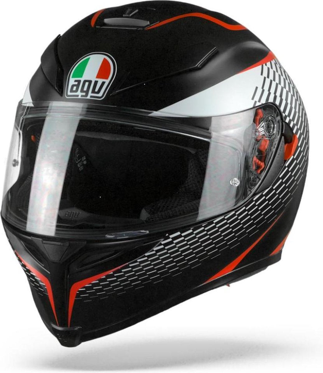 Agv K5 S Max Vision Thunder Mat Zwart Wit Rood Integraalhelm - Motorhelm - Maat S