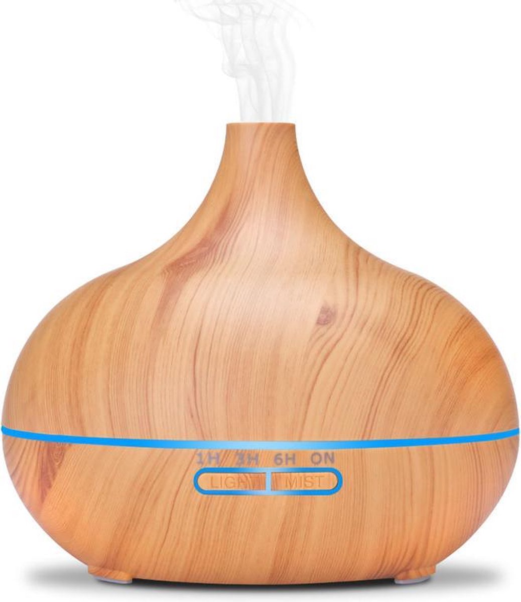 LukoScents Aromatic Therapy - Aroma Diffuser 550 ML - Geurverspreider - Luchtbevochtiger - Light Wood Grain