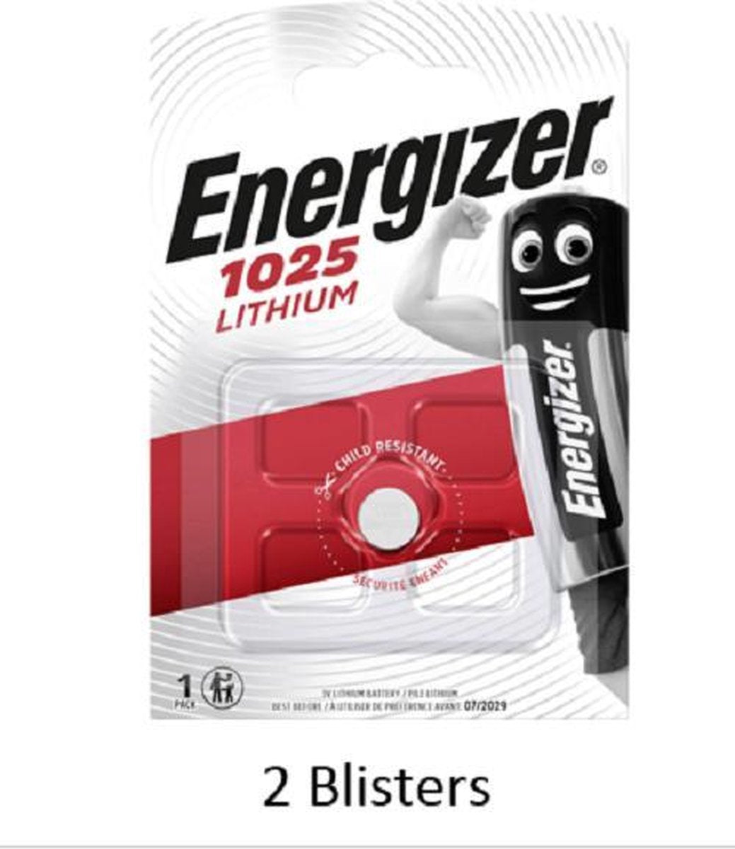 2 stuks (2 blisters a 1 stuk) Energizer Lithium CR1025 3V