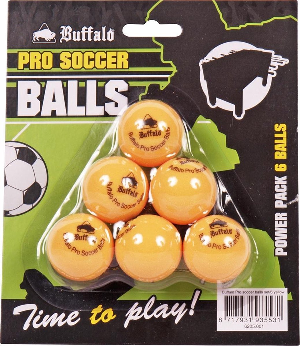 Buffalo Pro Tafelvoetbal balletjes - 6 stuks - geel