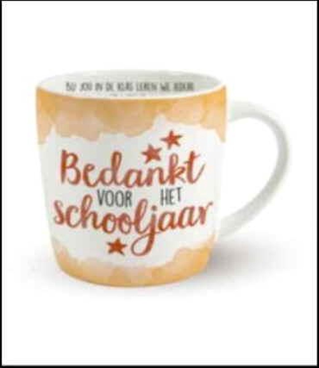Enjoy Mok - Bedankt voor het schooljaar - In cadeauverpakking met gekleurd lint - GRATIS: zijden lint met de tekst: "Speciaal voor jou"