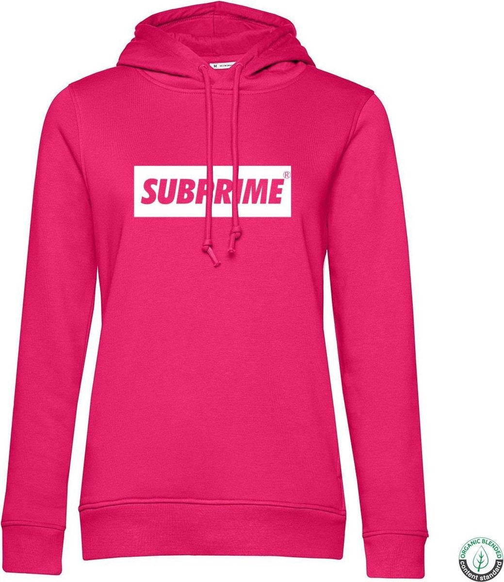 Subprime - Dames Hoodies Hoodie Block Hot Pink - Roze - Maat S