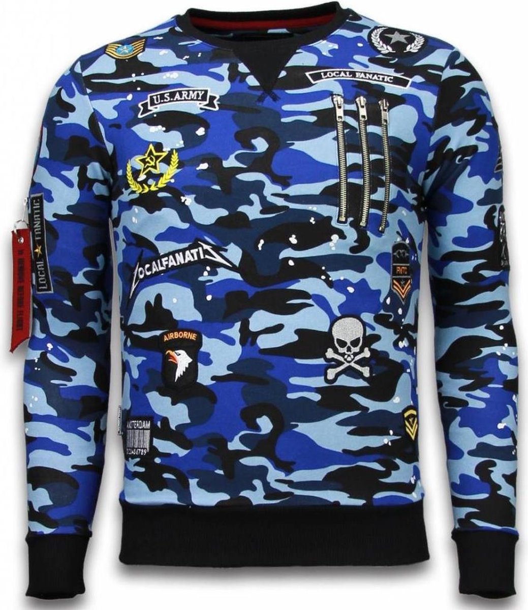 Local Fanatic Exclusief Camo Embroidery - Sweater Patches - Blauw - Maten: S